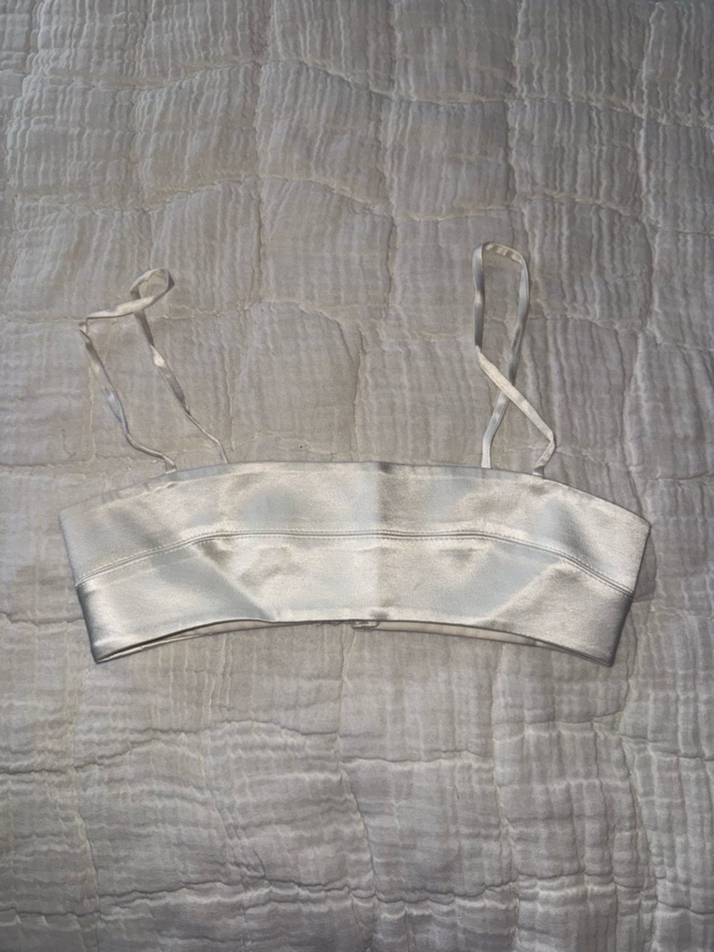 Fleur du Mal White Satin Bralette Tank Top